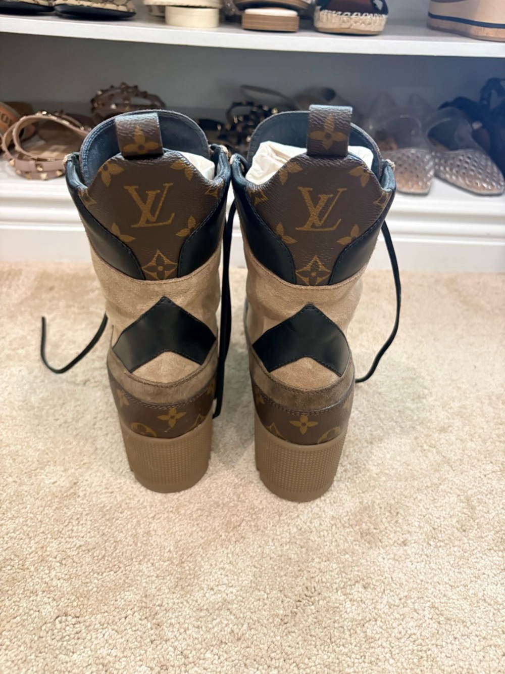 Louis Vuitton Monogram Lace-Up Combat Boots - Laureate Desert Boot - 39.5 w/ box - Picture 4 of 7